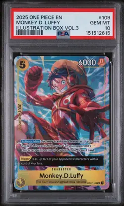 2025 ONE PIECE PROMOS 109 MONKEY D. LUFFY ILLUSTRATION BOX VOL.3 PSA 10 - Image 1