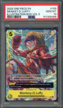 PSA 10 Monkey D. Luffy (Illustration Box Vol. 3) OP07-109 EN One Piece B8 - Image 1
