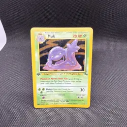 Pokemon TCG Muk 13/62 Holo Rare Fossil 1st Edition - M/NM - Image 1