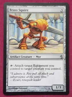 Magic The Gathering MIRRODIN BESIEGED BRASS SQUIRE artifact card MTG - Image 1
