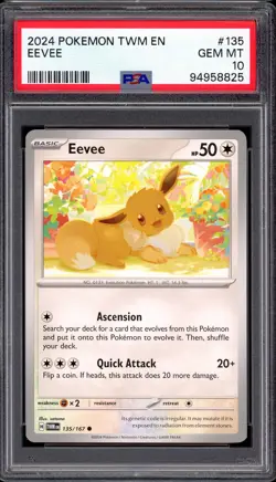 2024 Pokemon Scarlet & Violet Twilight Masquerade Eevee #135 PSA 10 GEM MINT - Image 1
