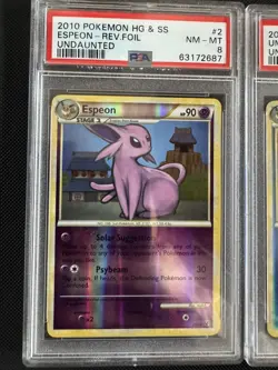2010 Pokemon tcg Umbreon 10 & Espeon 2 Undaunted Reverse Holo PSA 8 sequential - Image 5