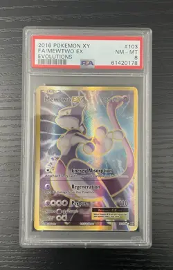 Pokemon 2016 XY Evolutions #103 FA/MEWTWO EX PSA 8 NM-MT - Image 1