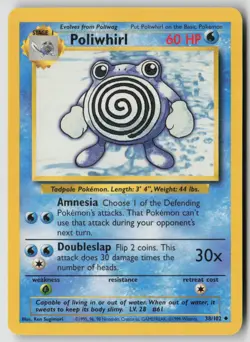 Poliwhirl 38/102 Uncommon Base Set Unlimited Heavily Played - Image 1