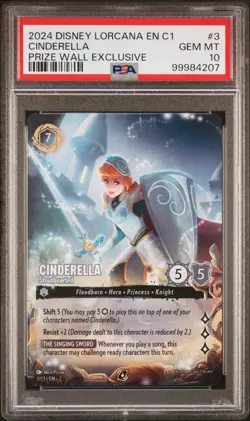 DISNEY LORCANA EN C1-LORCANA CHALLENGE PROMO #3 CINDERELLA - STOUTHEARTED PSA 10 - Image 1