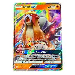 Pokemon Entei GX Ultra Rare Full Art Holo Card 10/73 Shining Legends TCG - Image 1