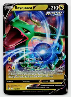 Pokemon TCG Rayquaza V Ultra Rare Holo Card 110/203 Rapid Strike - Image 1