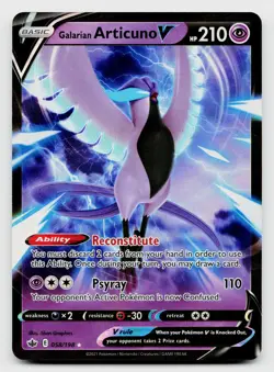 Pokemon TCG Galarian Articuno V Ultra Rare Holo Card 058/198 - Image 1