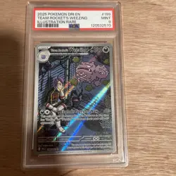 2025 POKEMON DESTINED RIVALS ILLUSTRATION RARE #199 TEAM ROCKET'S WEEZING PSA 9 - Image 1