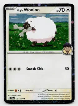 Pokemon TCG Wooloo Fart Swirl Cosmos Holo Card 135/159 - Image 1