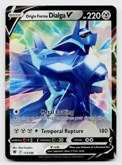 Pokemon TCG Origin Forme Dialga V Holo Card 113/189 - Image 1