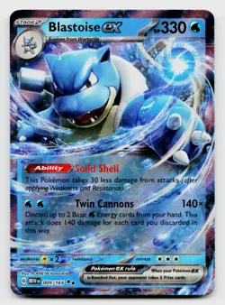 Pokemon TCG Blastoise ex Double Rare Holo Card 009/165 (EX01) - Image 1