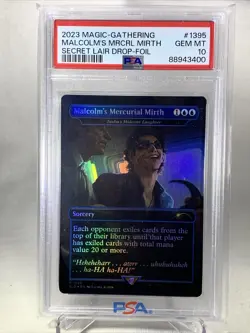 Malcolm's Mercurial Mirth FOIL #1395 | SLD Secret Lair Dr Ian Malcolm PSA 10 Gem - Image 1