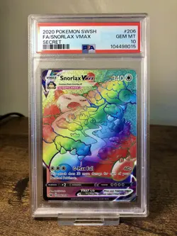 Snorlax VMAX 206/202 Sword & Shield Rainbow Secret PSA 10 Gem Mint Pokemon TCG - Image 1