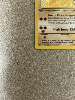 Pokemon TCG Hitmonlee 7/62 1st Edition Fossil Holo -MODERATELY PLAYED- - Image 3
