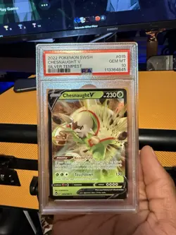 2022 Pokemon Silver Tempest Chesnaught V 015/195 Holo Ultra Rare PSA 10 - Image 1