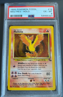1999 Pokemon Fossil Moltres Holo #12 PSA 6 EX-MT WOTC Vintage - Image 1