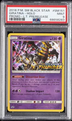 2018 POKEMON SM BLACK STAR PROMO LOST THUNDER PRERELEASE GIRATINA-HOLO PSA 9 - Image 1