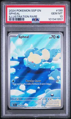 2024 POKEMON SSP EN-SURGING SPARKS ILLUSTRATION RARE #199 SPHEAL PSA 10 - Image 1