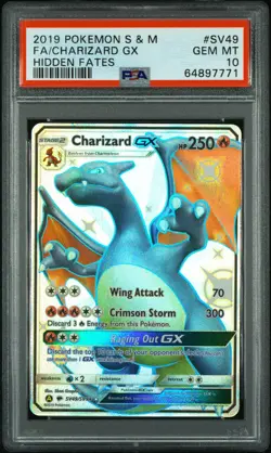 2019 POKEMON SUN & MOON HIDDEN FATES #SV49 FA/CHARIZARD GX HIDDEN FATES PSA 10 - Image 1