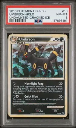 Pokemon Umbreon Holo Cracked Ice 2010 Undaunted HG & SS PSA 8 NM - Mint #10 - Image 1