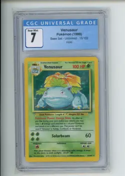 1999 Pokemon Base Set Venusaur 15/102 Unlimited Holo Rare CGC 7 - Image 1