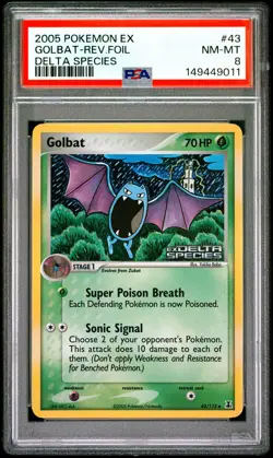 GOLBAT REVERSE HOLO 43/113 DELTA SPECIES POKEMON PSA 8 - Image 1