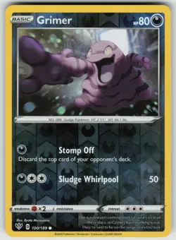 Grimer 100/189 Common Darkness Ablaze Pokemon Reverse Holo Near Mint - Image 1