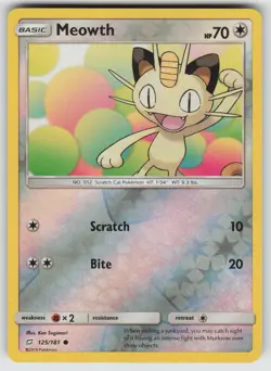 Meowth 125/181 Common Team Up Pokemon Reverse Holo Near Mint - Image 1