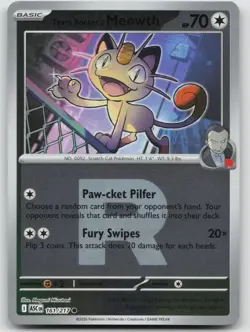 Team Rocket's Meowth (Rocket) 161/217 Ascended Heroes Pokemon Reverse Holo NM - Image 1