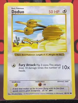 Doduo 48/102 Shadowless Base Set Common Regular 1999 WOTC Pokemon TCG MP - Image 3