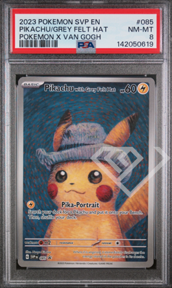 Pokemon Card Pikachu with Grey Felt SVP 085 - Pokemon X Van Gogh PSA 8 English - Image 1