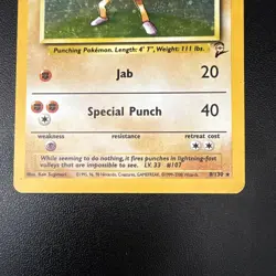 Wizards of the Coast Pokemon card Hitmonchan 8/130 Base Set 2 Holo Rare 1999 - Image 4