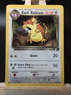 Pokemon Cards Dark Raticate 51/82 Team Rocket WOTC Common NM - Image 1