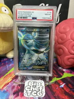 2016 POKEMON XY FATES COLLIDE #116 FA/GLACEON EX FATES COLLIDE PSA 8 - Image 1