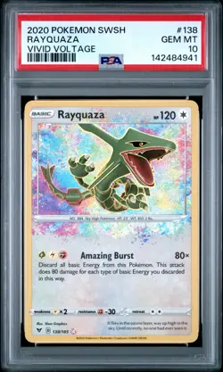 2020 POKEMON SWORD & SHIELD VIVID VOLTAGE #138 RAYQUAZA PSA 10 - Image 1