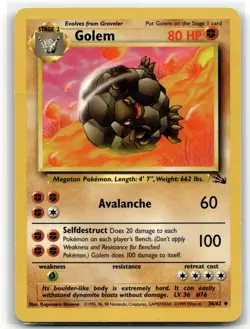 Golem 36/62 Uncommon Fossil Pokemon Unlimited HP - Image 1