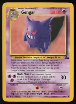 Gengar 20/62 Rare Fossil Pokemon Unlimited Lightly Played - Image 1