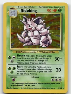 NIDOKING 11/102 HOLO RARE BASE SET UNLIMITED POKEMON MODERATELY PLAYED - Image 1