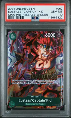 2024 One Piece P-067 Eustass "Captain" Kid Pre-Release Winner PSA 10 - 3322 - Image 1