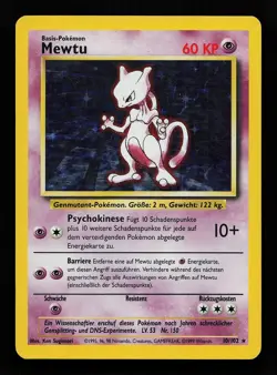 Mewtwo 10/102 Holo Holo Rare Base Set Unlimited Pokemon Card - Image 1
