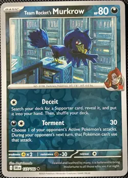 Team Rocket's Murkrow 127/182 Sv10: Destined Rivals Reverse Holo - Pokemon Card - Image 1