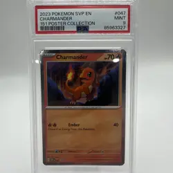 PSA 9 MINT Charmander 2023 Pokemon SVP EN 151 Poster Collection Promo - Image 1