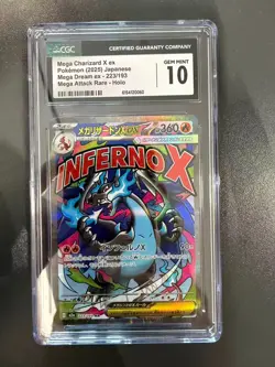 Pokemon CGC 10 GEM MINT 2025 JAPANESE 223 Mega Charizard X ex Mega Attack Rare - Image 1