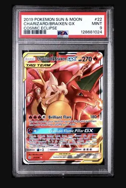 Pokemon TCG Charizard & Braixen GX 22/236 Sm-Cosmic Eclipse Holo PSA 9 - Image 1