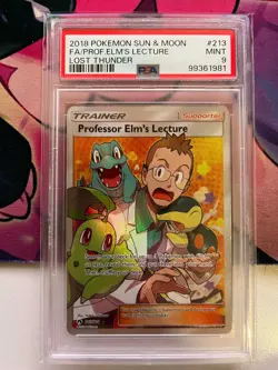 Professor Elm's Lecture 213/214 Lost Thunder Pokemon PSA 9 - Image 1