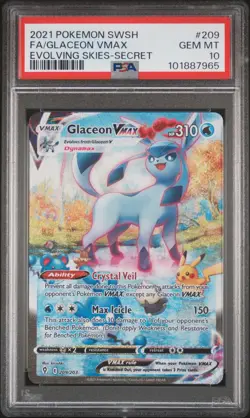 2021 POKEMON SW&SH EVOLVING SKIES #209 FA/GLACEON VMAX SECRET PSA 10 - Image 1