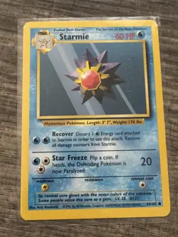 Pokemon Card Starmie Base Set Common Card 64/102 Unlimited NM-Mint - Image 1