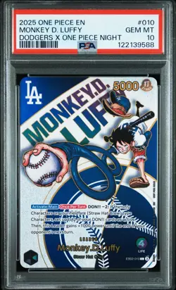 PSA 10 Monkey D. Luffy 010 One Piece Promos Dodgers X One Piece Night ONE PIECE - Image 1