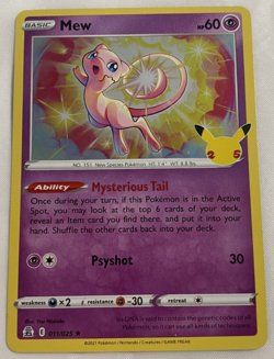 Mew 011/025 Celebrations Stamped Holo Rare Pokemon TCG Card NM 2021 English - Image 1